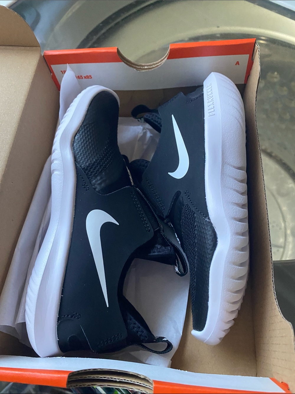 New Nike Flex Kids Black and White Slip-On Sneakers 12 C